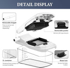 Ourokhome Food Chopper with Container, Manual Mandolin Vegetable Slicer Onion Dicer with 8 Blades, Hand Veggie Shredder for Potato, Tomato, Essential Kitchen Gadgets (8 in 1, White)