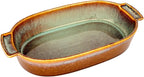 10"x6" Oval Casserole Dish, 33 oz Ceramic Au gratin Baking Dish, Baking Pan with Handles or for mixing, salad, pasta plate, Best gift for those who love baking, Microwave, Oven safe