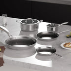 COOKER KING Stainless Steel Cookware Set, Pots and Pans Set Non Stick, Hybrid Ceramic Cookware, Frying Pans, Saucepans & Stock Pot with Glass Lid, Non-Toxic, Oven Safe, Induction Compatible