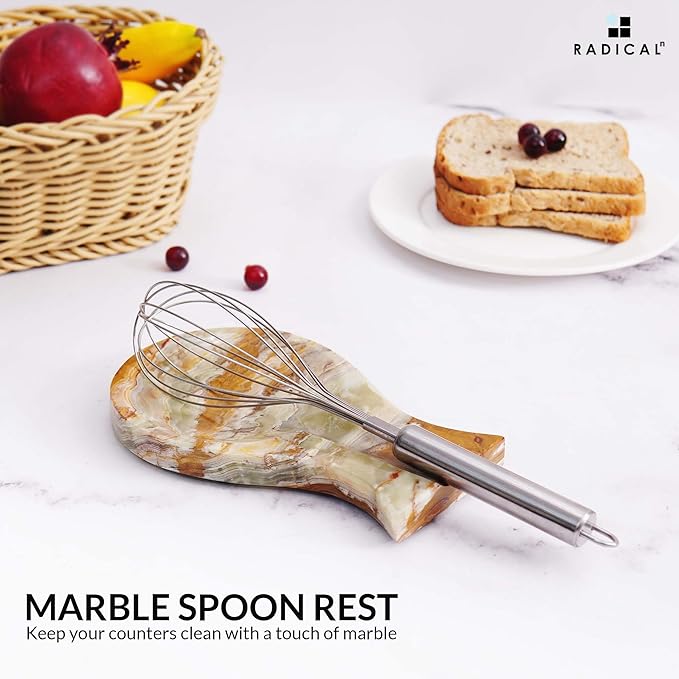 Radicaln Marble Spoon Rest Green Onyx Spatula Ladle Fork Handmade Utensil Rest - Non Ceramic Non Copper Spoon Rests Kitchen Organizer - Chef Cooking Countertop Spoon Holder