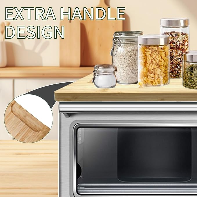 GCQ 17.8" × 10.8" Bamboo Cutting Board for Breville 860BSS 845BSS BOV800XL Smart Oven, Convection Toaster Oven Accessories With Heat-Resistant Non-Skid Silicone Feet,100% Natural Organic Bamboo