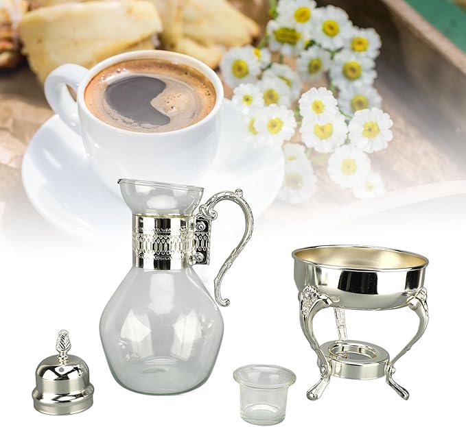 Vintage Turkish Coffee Pot Set, Decorative Glass Teapot Set, Heatable Glass Tea Kettle with Lid and Cup, Turkish Tea Set for Home Tea Party, Milk, Coffee, Hot Cold Tea