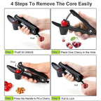 Cherry Pitter, Cherry Pit Remover Tool, Olives Pitter Cherry Seed Core Stoner Seed Tool with Lock Design, Durable Cherries Corer Fruit Pit Remover for Cherry Jam