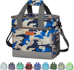 iknoe Large Cooler Bag Collapsible, 15L Insulated Bags, Leakproof Lunch Cooler Tote with Multi-Pockets for Adult, Insulated Lunch Box for Beach, Picnic,Work, Navy Blue 24-Can