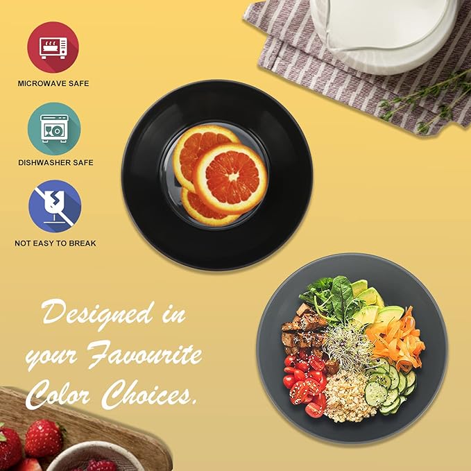 Wrova Wheat Straw Bowl Sets,6 PCS Unbreakable Cereal Bowl 36 OZ,Microwave and Dishwasher Safe Bowls,Salad Bowls for Camping,Rv,Apartment,Dorm,Party (Black Grey)