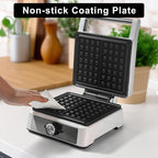 Waffles Maker 2 Slices, Large Square Belgian Waffle Maker, Anti-Overflow Waffle Iron Non-stick Plate, Thick Breakfast Waffle Machine Make Waffles in Minutes, Adjustable Temperature, 1200W