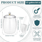 Nuogo 4 Pcs Plastic Candy and Cookie Jars with Lids Clear Cookie Container Candy Jars Large Airtight Apothecary Storage Organization for Wedding Home Kitchen Bar(64 oz)