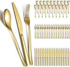 Berglander Gold Wedding Silverware Set 60pcs Service for 20, Titanium Plating Stainless Steel Flatware Set, Gold Spoons Forks Knives Set for Home, Wedding, Restaurant, Dishwasher Safe