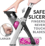 ONCE FOR ALL Upgrade Safe Mandoline Slicer Plus, Biger Size, Adjustable Vegetable Food Chopper Potato Fries Cutter, Detachable Blade, Kitchen Chopping Artifact, Gift (Black)