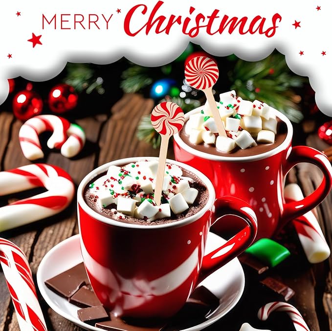 360 Pcs Christmas Candy Wooden Coffee Stirrer Disposable Wooden Cocktail Drink Stirrers Christmas Stir Sticks Beverage Mixer for Coffee Milk Cocktail Tea Hot Drinks Party Supplies(Vivid)