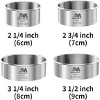 M JNGMEI 4 Pieces Stainless Steel Cookie Cutter Set 2.25inch, 2.75inch, 3.25inch,3.5inch Biscuit Plain Edge Round Cutters Sizes Shape Molds GIFT PACKAGE
