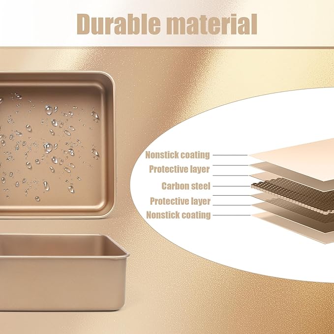 Brownie Pan, 2 Pack Square Baking Pan Square Cake Pan Non Stick Baking Pans, Small Baking Pans Deep Baking Pan For Toaster Oven, Bakeware For Cakes, Cookies & Breads (7 Inches)