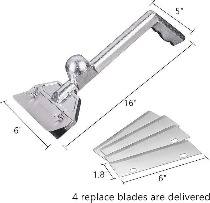 DELFINA Grill Scraper W/ 5 Blades, Heavy Duty Rust Flat Top Grill Accessories with Blade Replacements, Commercial Griddle Scraper Barbecue Grill Cleaning Tool for Restaurants, Bars, Diners
