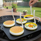 Silicone Egg Rings Set with Folding Handle, 4-Pack Non-Stick Round Egg Cooker Ring，Egg Mold for Cooking Breakfast Sandwiches, Egg Mcmuffins, Pancake, Grill Accessories Egg Forms for Frying Egg
