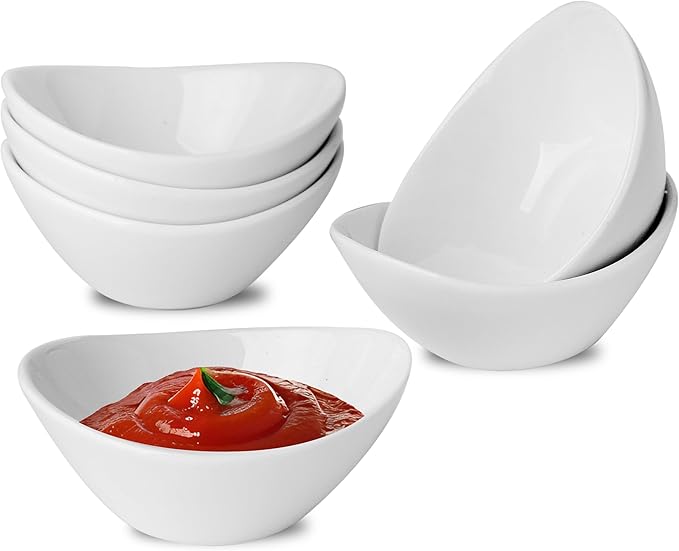 UIBFCWN 6 Pack Ceramic Dipping Bowls, 1.7 Oz Soy Sauce Dishes, White Dipping Sauce Bowls/Dishes for Tomato Sauce, Sushi, BBQ, Charcuterie Boards accessories