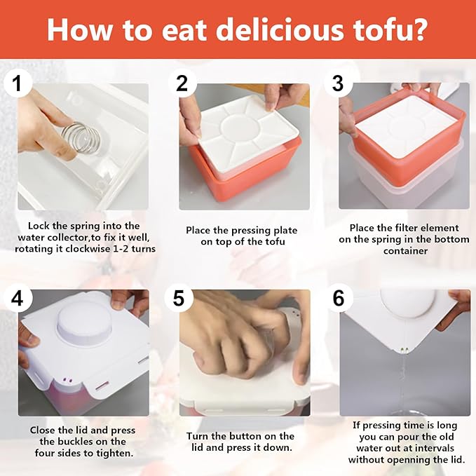 Adjustable Tofu Press - Effortlessly Remove Water from Silken, Firm & Extra Firm Tofu, BPA-Free, Dishwasher Safe - Perfect for Tofu and Cheese Enthusiasts