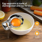 Egg Yolk Separator，Egg Separator for Raw Eggs,Food Grade Stainless Steel Egg Yolk White Separator, Kitchen Baking Gadgets