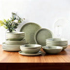 AmorArc Ceramic Dinnerware Sets,Handmade Reactive Glaze Stoneware Plates and Bowls Set,Highly Scratch Resistant | Dishwasher & Microwave Safe,Service for 6 (18pc)