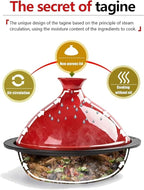 Enameled Cast Iron Tagine Pot - Nonstick Moroccan Casserole Dish for Stews and Slow Cooking - Durable Ceramic Cookware for Home Use