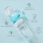 Felli On the Go Yogurt Parfait Snack Cup 12 oz Reusable Leak Proof + Travel Spoon, Topping Holder for Fruit Cereal Milk, To Go Lunch Healthy Portion Control Overnight Oats Container Clear (2, Blue)