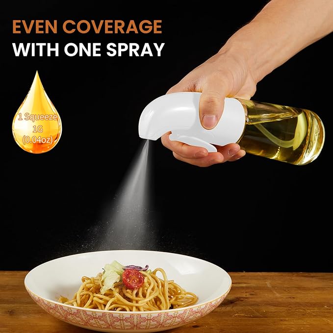 Oil Sprayer for Cooking, Olive Oil Sprayer Mister, Olive Oil Spray Bottle for Cooking, Salads, BBQs and More (White)