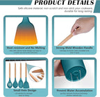 HaWare Kitchen Cooking Utensils Set, 23-Piece Silicone Kitchen Utensils Spatula Set with Holder, Heat Resistant Wooden Handle Kitchen Gadget for Nonstick Cookware, Food-grade Turner Spoon Sets (Blue)