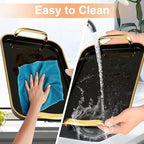 Set of 3 Serving Platters with Handles 16.5/15/13.2 Inch Reusable Large Serving Trays, Party Food Tray, Rectangular Dinner Plates for Cookie, Cake, Turkey, Cheese, Fruit, Snack(Black)