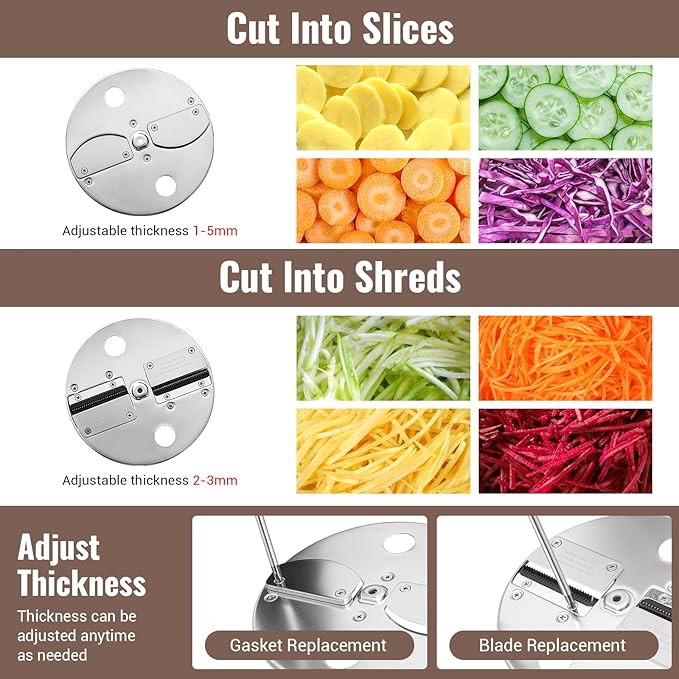 Commercial Vegetable Chopper 200W, Electric Food Processor for Slicing Dicing Shredding, Professional Veggie Cutter for Restaurant, Hotel School, Cafeteria, French Fry, Cheese Grater