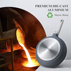 PRICUSIS Nonstick Ceramic Frying Pan, 8/10/12 Inch Non Toxic Skillet, Egg & Omelet & Chef's Pan, Induction Compatible & Oven Safe, Dishwasher Safe,PTFE PFAS & PFOA Free (12 Inch, Gray)