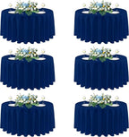 sancua Navy Blue Round Tablecloths 90 Inch, 6 Pack - Circle Fabric Cloth Table Cloths for Wedding Party Banquet Birthday, Washable Polyester Table Cover (Fit 30-72 Inch Tables)