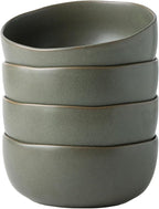 AmorArc Stoneware Cereal Bowls for Kitchen, 28oz Large Ceramic Soup Bowls Set of 4 for Meal,Snacks,Soup, Oven, Microwave&Dishwasher safe Kitchen Bowls with Wavy Rim, Reactive Glaze Matte