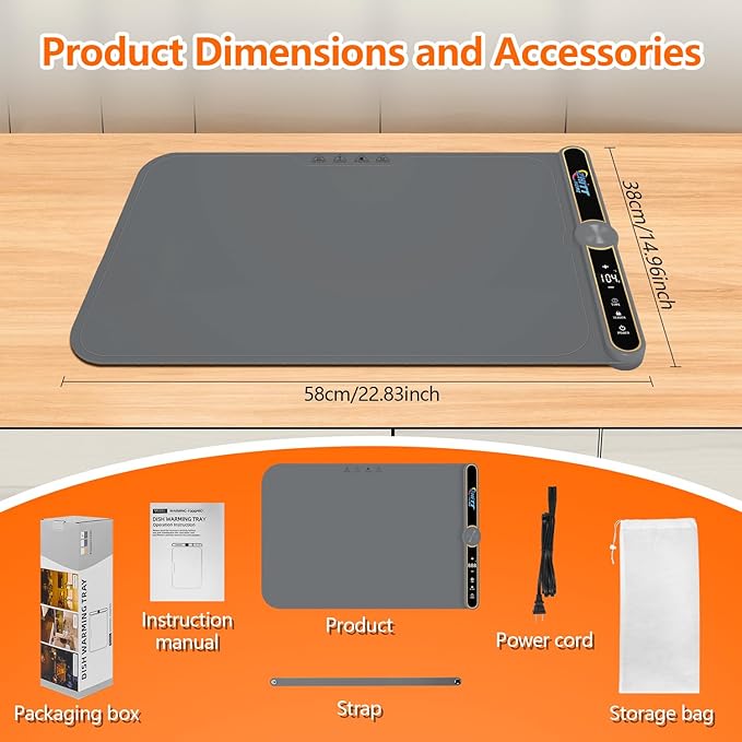 Food Warming Mat, 9 Temperature Modes & Upgraded Electric Heating Wire Full Surface Heating, Portable Warming Mat for Food, 6-Hours Auto Shut-Off Food Warming Mat for Buffet, Parties