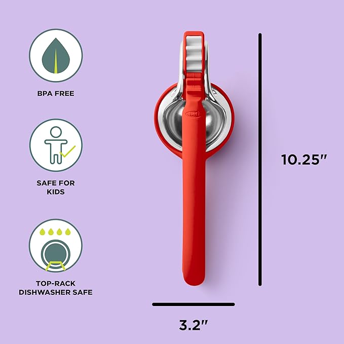 Chef'n FreshForce Lemon Squeezer Citrus Juicer, Manual Hand Press with Dual-Gear Power for Maximum Juice Extraction, Durable, Persimmon Orange