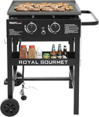 Royal Gourmet GB2000N 2 Burner Propane Gas Griddle, 23 Inch Flat Top Grill with 450 Sq. In. Cooking Area for Backyard and Tailgating, Black