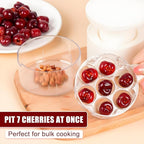 Cherry Pitter, 7-Hole Push-Type Cherry Pitter with Pit Storage Tray, Efficient Pit Removal, Multi-Particle Separator, Fruit Seed Remover Tool (White)