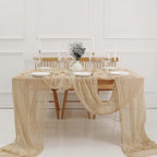 12 Pack Beige Cheesecloth Table Runner 10ft Boho Gauze Cheese Cloth Table Runner Rustic Sheer Runner 120 inch Long for Christmas Wedding Bridal Baby Shower Birthday Table Decorations