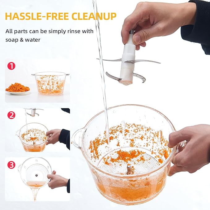 Food Processor,Electric Food Chopper with 500W Stainless Steel Motor & 4 Sharp Blade Sets,8-Cup Glass Bowl for Meat, Vegetables, Fruits and Nuts