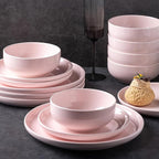 AmorArc Ceramic Plates Set of 6, 8.0 Inch Round Stoneware Salad Plates Use for Dessert, Salad, Appetizer etc,Microwave and Dishwasher Safe, Scratch Resistant Small Deep Dinner Plates-Pink
