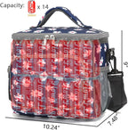 FlowFly Insulated Reusable Lunch Bag Adult Large Lunch Box for Women and Men with Adjustable Shoulder Strap,Front Zipper Pocket and Dual Large Mesh Side Pockets,Daisy