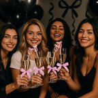 30 Pcs 6 Inch Bow Drink Stirrers, Bow Stir Sticks Coffee Stirrers Reusable Plastic Swizzle Sticks for Wedding Birthday Bridal Cocktail Decorations Supplies (Rose Gold)