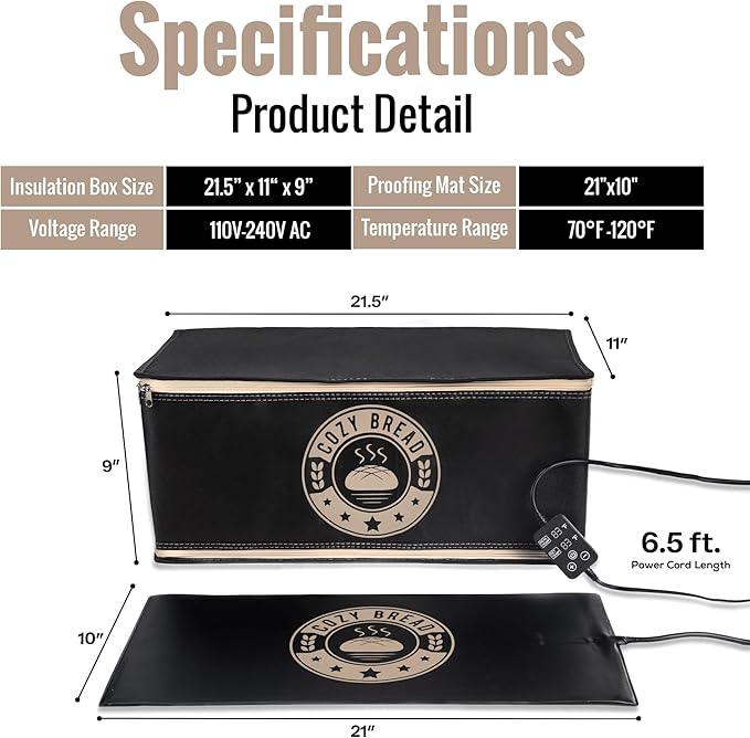 Cozy Bread® Proofing Mat & Thermal Insulation Box Bundle (10" x 21") | The Best Bread Proofer | Proof Dough, Grow Sourdough Starter, Ferment Yogurt