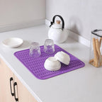 Silicone Dish Drying Mat for Multiple Usage,Easy clean,Eco-friendly,Heat-resistant Silicone Mat for Kitchen Counter or Sink,Refrigerator or Drawer Liner Purple 2XL 24 inches x 18 inches