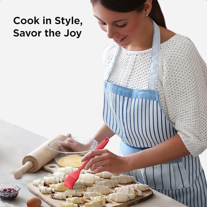 Kitchen Mama WaltzGrip Platinum Silicone Basting Pastry Brush: Set of 2 Heat-Resistant Brushes Utensils for Cooking, Baking, Grilling, Barbecue, and Spreading Oil, Butter, Egg - Dishwasher-Safe (Red)