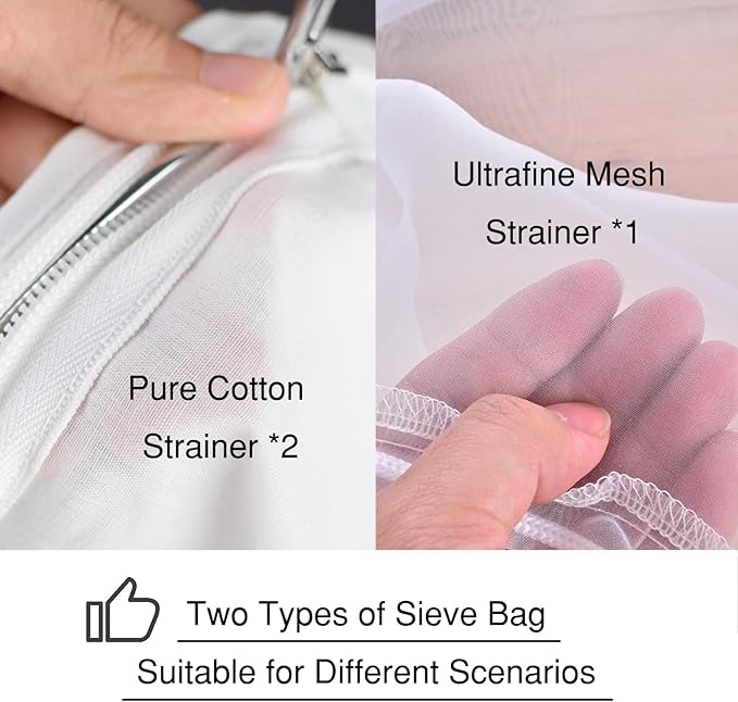 Nut Milk Bag Strainer with Stand, Strainers Fine Mesh Bags, Jelly strainer, Reusable Cheese Cloth Bag for Straining for Filter Juices, NutMilk, Cheese, Honey, Butter, S