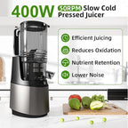 Cold Press Juicer, 5.3" Wide Feed Chute Juice Extractor Machine with 400W, High Juice Yield, Slow Masticating Juicer for Whole Vegetables & Fruits, Grey