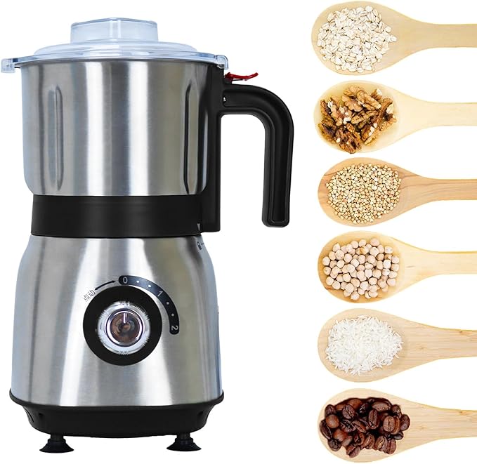 Electric Spice and Nut Grinders - 3 Stainless Steel Blades, 1 Filter, 1 Brush - 500W Grinder for Kitchen Dry Use (Black)