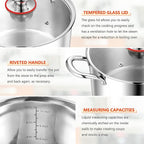 E-far 12-Quart Stock Pot, 18/10 Stainless Steel Stockpot with Lid for Cooking Simmering Soup Stew, Heavy Duty Cookware Works w/Induction, Non-toxic & Corrosion Resistant, Dishwasher Safe