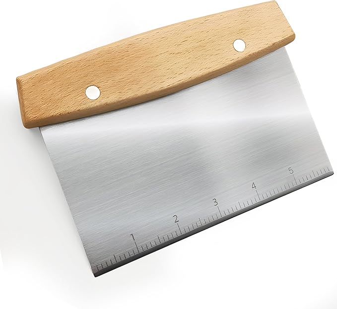 Multipurpose Bench Scraper, Dough Scraper and Dough Cutter for Flat Top Griddle, Bread, Pizza, and Pastry – Stainless Steel Griddle Scraper Chopper for Baking and Cooking