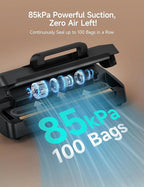 HiCOZY Vacuum Sealer for Food, Powerful Heat Food Sealer, Dry Moist 7-1 Multiple Automatic Modes, Easy-Lock Handle, Compact Design with 10 Vacuum Bags & 2 Bag Rolls, Bag Cutter Included, Black