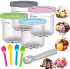 4 Pack Containers Replacement for Ninja,Creami Pints and Lids 16oz Compatible with Ninja NC299AMZ NC300 Series Deluxe Ice Cream Makers Cups Dishwasher Safe (16OZ)